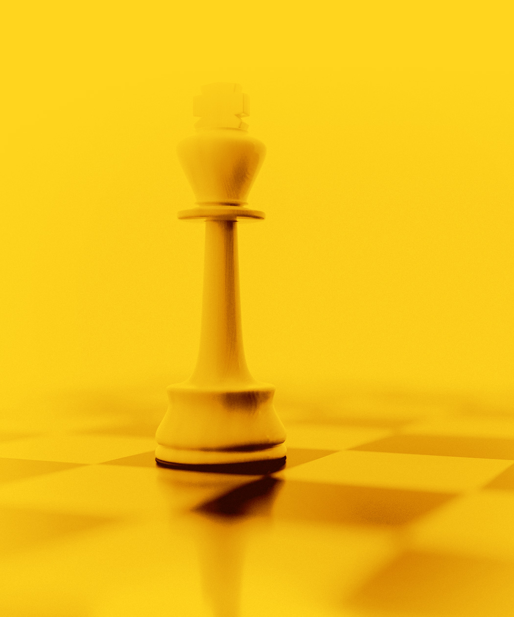 Chess piece on chess board in yellow filter